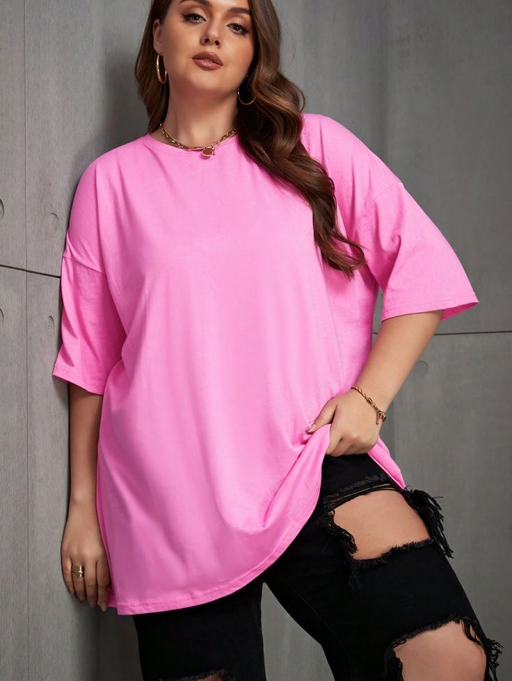 تیشرت باکسی صورتی