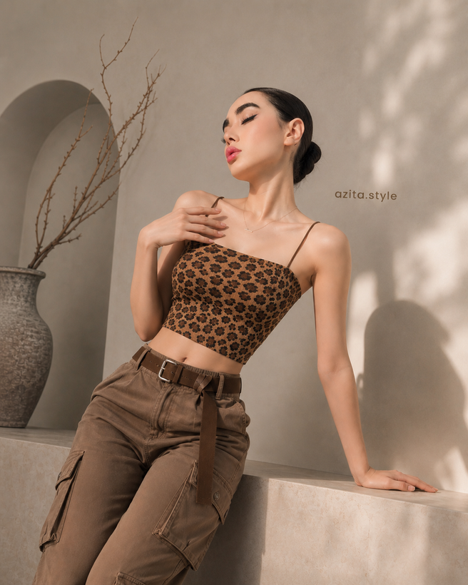 کراپ بندماکارون پلنگی 🎀