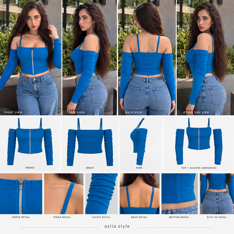 کراپ کورستی زیپی آستین کشی 🎀